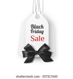 Sale tags with black gift bow for black friday sale background. Vector eps10.