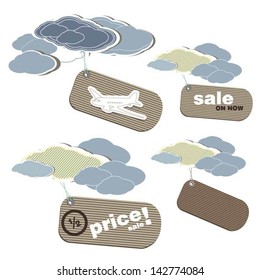 Sale tags with cloud concept Vector Illustration