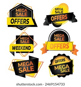 Sale tags collection, mega sale banner set.