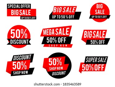 sale tags collection.big sale,mega sale,super sale banner set shop or online shopping.vector ilustration
