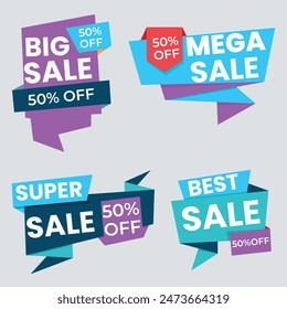 Sale tags collection. Special offer, big sale, discount, best price, mega sale banner set. Shop or online shopping. Sticker, badge, coupon, store. Vector Illustration.