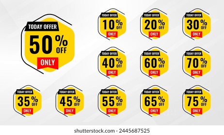 Sale tags elements set. vector badges template with percent. Modern simple flat sticker collection. Colorful Vector sale Banners. Vector illustration.