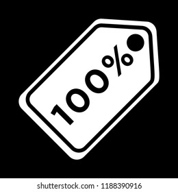 Sale tags icon - 100 percent - Glyph style design - vector illustration white