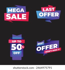 Sale Tags Icon Set. Special Offer, Big Sale, Discount, Vector Design. Store, Online Shopping Flat Design on White Background.