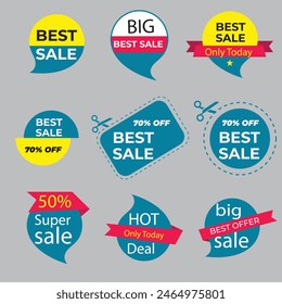 Sale Tags Icon Set. Special Offer, Big Sale, Discount, Vector Design. Store, Online Shopping Flat Design on White Background.