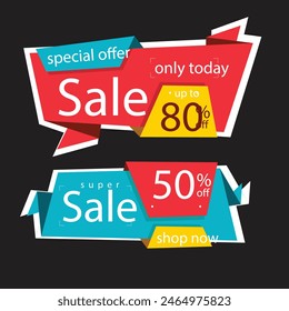 Sale Tags Icon Set. Special Offer, Big Sale, Discount, Vector Design. Store, Online Shopping Flat Design on White Background.