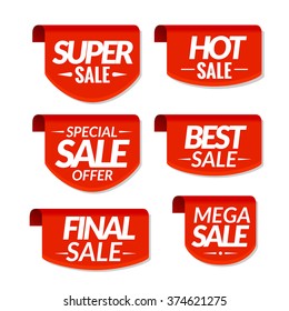 Sale tags labels. Special offer mega sale discount banners