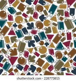 Sale tags seamless background, vector icon set, elements easy to use separately as icons.