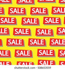 Sale tags. Seamless background. Vector illustration.