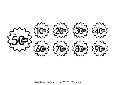 Sale tags set icon vector badges template with percent sale label symbols, discount promotion flat icon