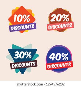 Sale tags set vector badges template, discount promotion flat icon - Vector