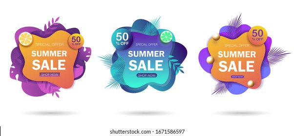 Etiquetas de venta conjunto de placas vectoriales plantilla, porcentaje de venta de símbolos de etiquetas, promoción de descuento icono plano con sombra larga, emblema adhesivo de venta de holgura. Plantilla de diseño de banners de End Of Summer Sale.