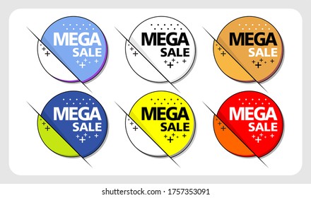 Etiquetas de venta conjunto de placa vectorial, con diseño de elementos memphis modernos en color de moda.
