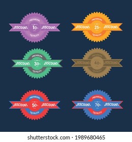 Sale tags set vector badges template, percent off label symbol