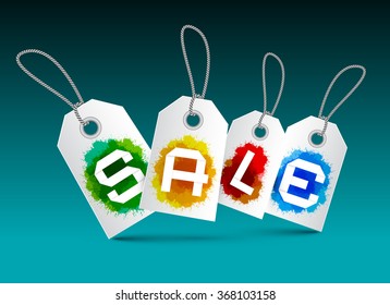 Sale Tags Set - Vector Labels with Splashes