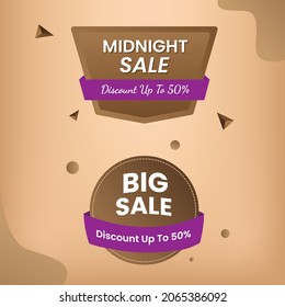 Sale tags set vector midnight sale and big sale label symbols