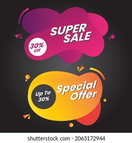 Sale tags set vector super sale and special offer label symbols