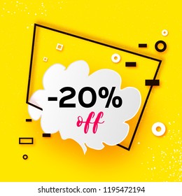 Sale tags. Trendy Geometric quote elemets Frame for text in paper cut style. For brochure, flyer or presentations design. Simple geometry. Yellow. Cloud. Vector