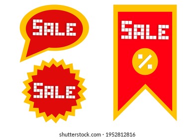 Sale tags vector collection, red banners isolated on white.