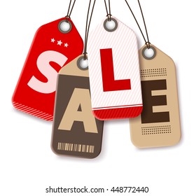 Sale Tags Vector Isolated in White Background for Shopping Promotions and Discounts Made of Paper. Vector Illustration.
