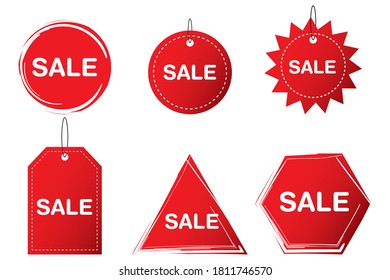 Sale tags,Price,Discount,Big sale,Red,various types,various shapes professional vector illustration set