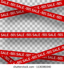 SALE TAPE VECTOR ILLUSTRATION  -50% OFF DISCOUNT  STRIPE 