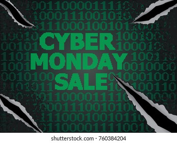 Sale technology background for cyber monday with computer code.