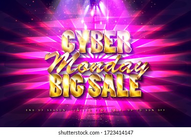 Sale technology banner for cyber monday event. Vector art for your sale promotion.