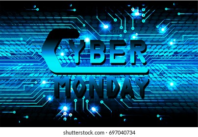 Sale technology banner for cyber monday, vector