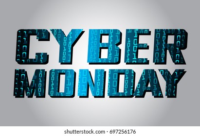 Sale technology banner for cyber monday, vector