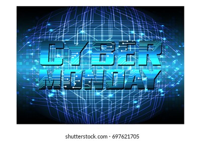 Sale technology banner for cyber monday, vector