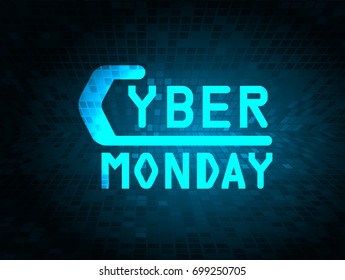 Sale technology banner for cyber monday, vector