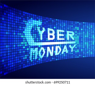 Sale technology banner for cyber monday, vector