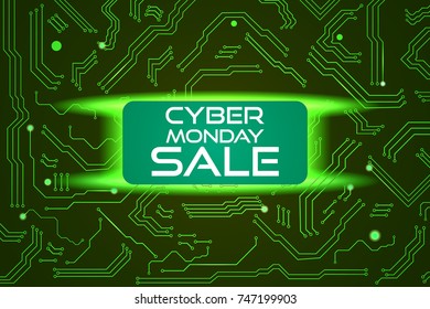Sale technology banner for cyber monday event. Vector art for your sale promotion.