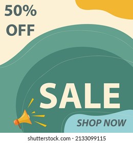 Sale template with 50% Discount Offer, Can be used as Poster, Banner, Flyer or Tag design, Creative vector illustration.
