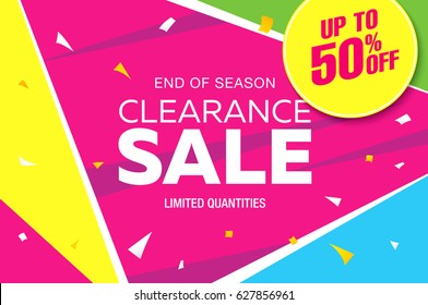 Sale template banner in bright colors, vector illustration