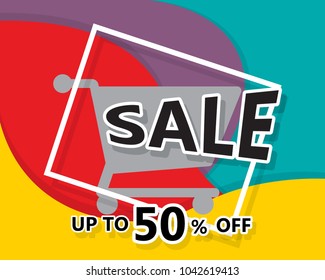 Sale template banner, Special offer at discount up to 50% off. Vector illustration design. EPS10