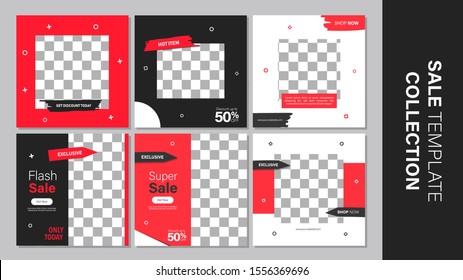 Sale template collection for promotion sale. Editable banner for social media post, web and internet. Black friday holiday event.