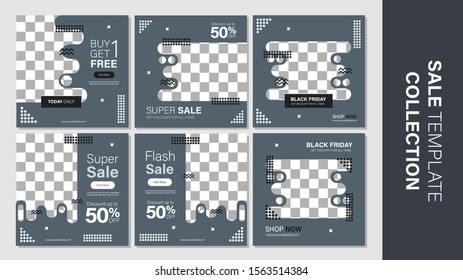 Sale template collection for promotion sale. Editable banner for social media post, web and internet.