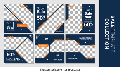 Sale template collection for promotion sale. Editable banner for social media post, web and internet.