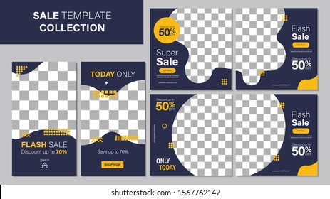 Sale template collection for promotion sale. Editable banner for social media post, web and internet. Black friday event sale