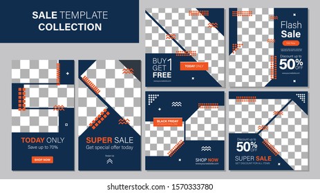 Sale template collection for promotion sale. Editable banner for social media post, web and internet. Black friday event sale