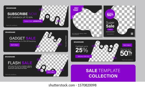 Sale template collection for promotion sale. Editable banner for social media post, web and internet. Black friday event sale