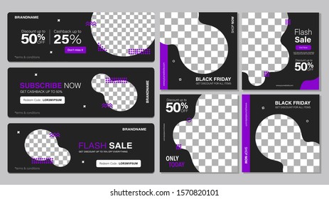 Sale template collection for promotion sale. Editable banner for social media post, web and internet. Black friday event sale