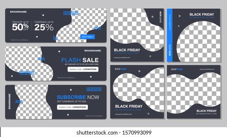 Sale template collection for promotion sale. Editable banner for social media post, web and internet. Black friday event sale