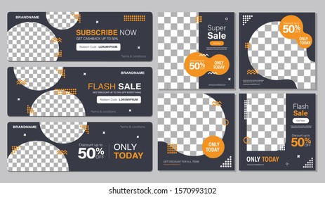 Sale template collection for promotion sale. Editable banner for social media post, web and internet. Black friday event sale