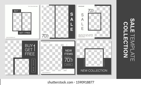 Sale template collection for promotion sale. Editable banner for social media post, web and internet. Background retro style.