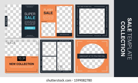 Sale template collection for promotion sale. Editable banner for social media post, web and internet.