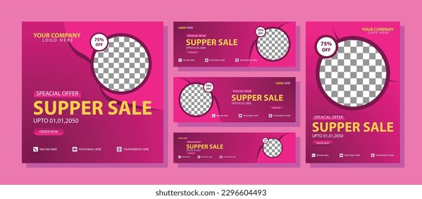 Sale template collection for promotion sale. Editable banner for social media post, web and internet. Black friday event sale