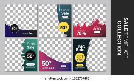 Sale template collection for promotion sale. Promotion sale square banner for social media, website, or internet ads. Vector illustration
